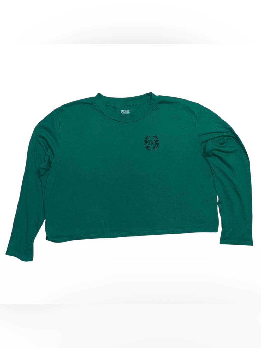 PINK Victoria's Secret Teal Green Long Sleeve Cropped Tee